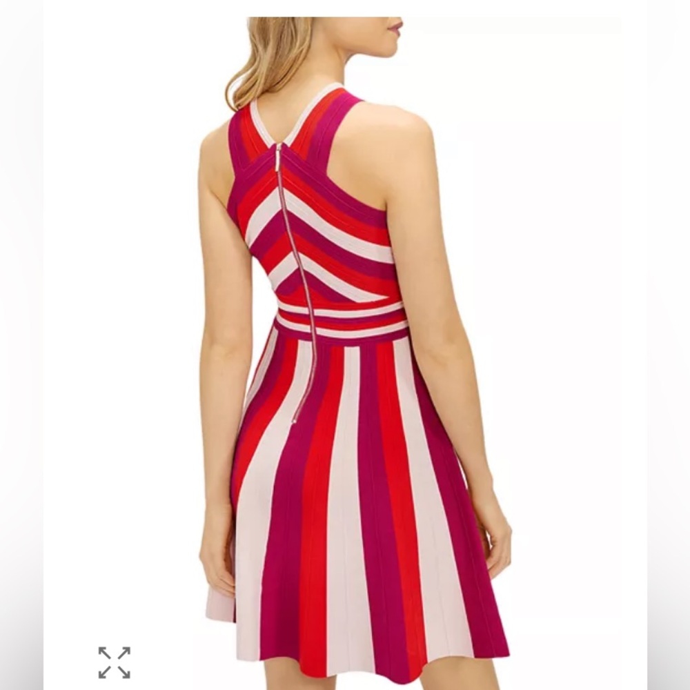 TED BAKER Hadliy Metropolis Skater Dress pink red bandage NWOT size 0 - Picture 2 of 13